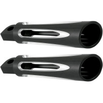 Deep Cut Foot Pegs — 1" longer, Black anodized, male mount