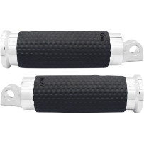Gel Foot Pegs — Male mount, Left and Right, Folding, Black, Chrome, Pair