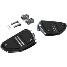Twin Rail Foot Rests — Left/Right fitment, Pair, Chrome, Black