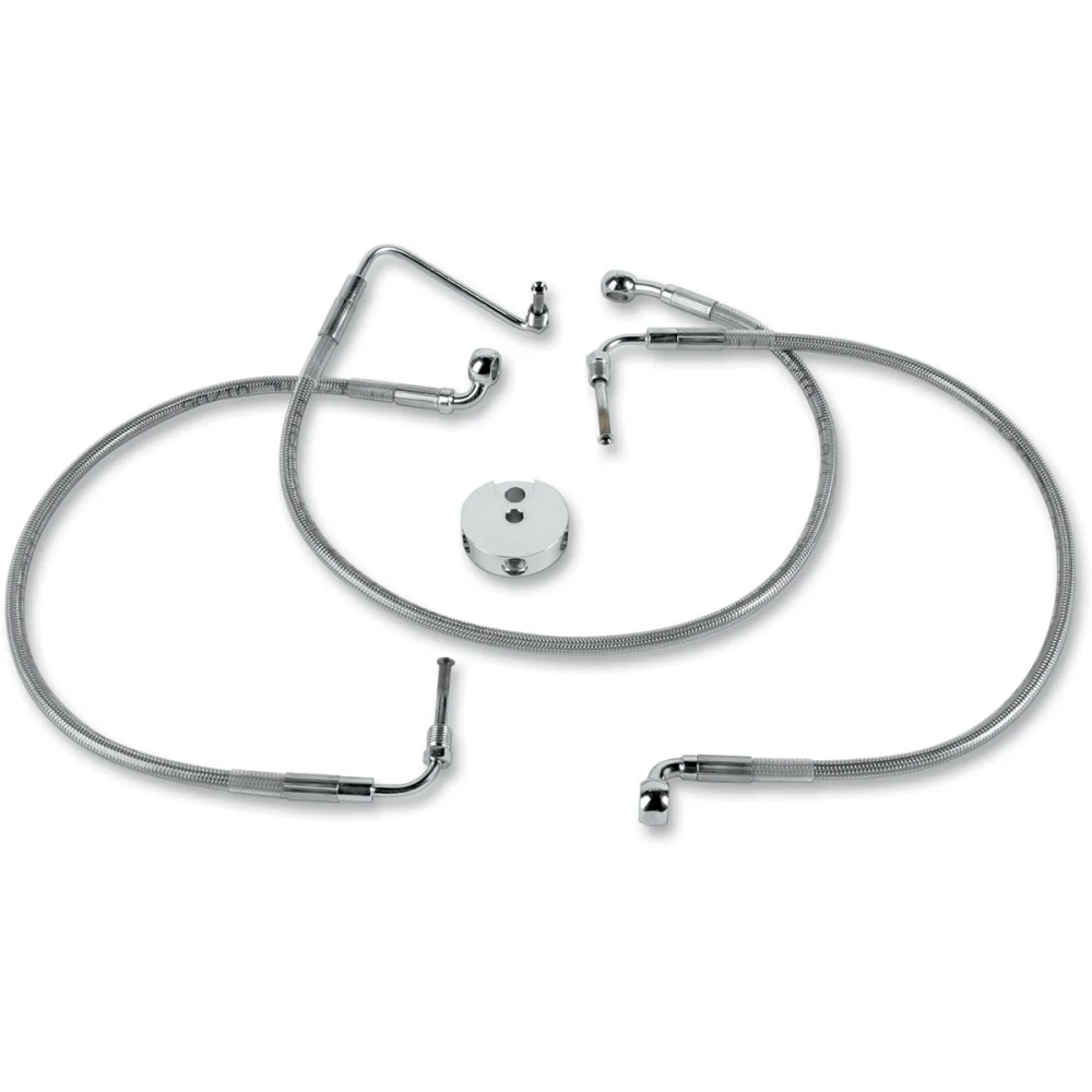 Stainless Steel Brake Line Kit — 59.5 cm (23-3/8"), 48 cm (18-7/8"), front, silver, clear-coated