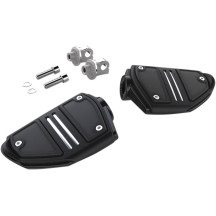 Twin Rail Foot Rests — male mount, left and right, black, chrome