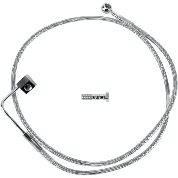 Kit de latiguillos de freno de acero inoxidable — 125.5 cm (49-7/16 in), trasero, plateado barnizado transparente