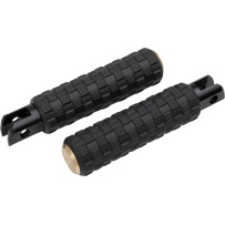 M-Eight Fusion Foot Pegs — 25 mm (1") longer, pair, black/brass