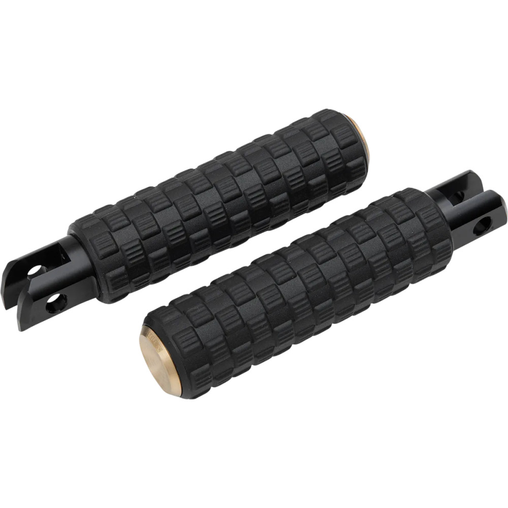M-Eight Fusion Foot Pegs — 25 mm (1") longer, pair, black/brass
