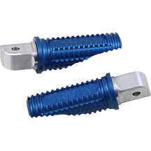 Reposapiés Burnout — ángulo de montaje ajustable, montaje trasero, aluminio billet 6061, par, azul