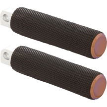 Knurled Foot Pegs — 25.4 mm (1") longer, Black, Titanium