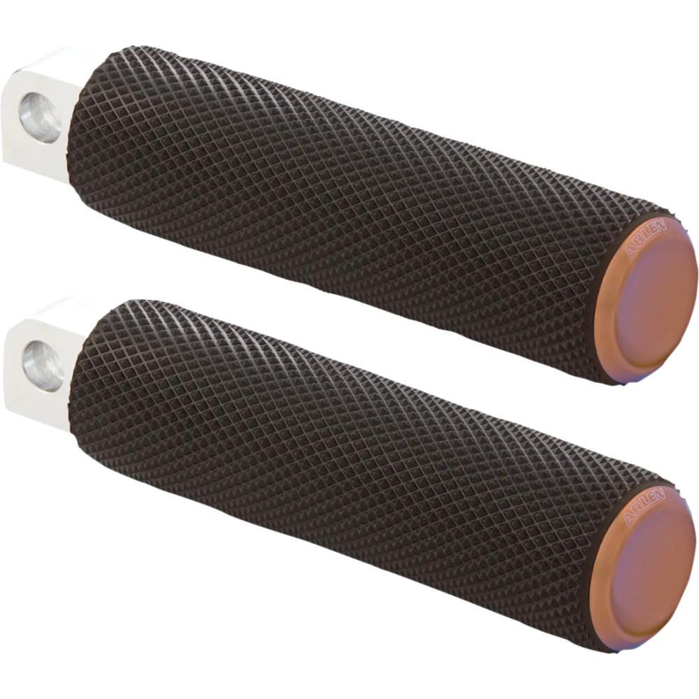 Knurled Foot Pegs — 25.4 mm (1") longer, Black, Titanium