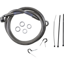 Stainless Steel Brake Line Kit — 115 cm (45-1/4"), Silver clear-coated, Front upper, Non-ABS