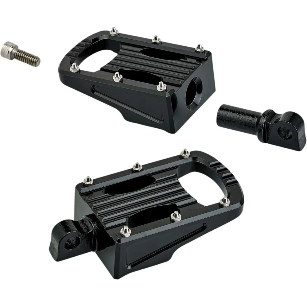 Punisher Foot Pegs — 88.9 mm length, 55.56 mm width, Black, Pair