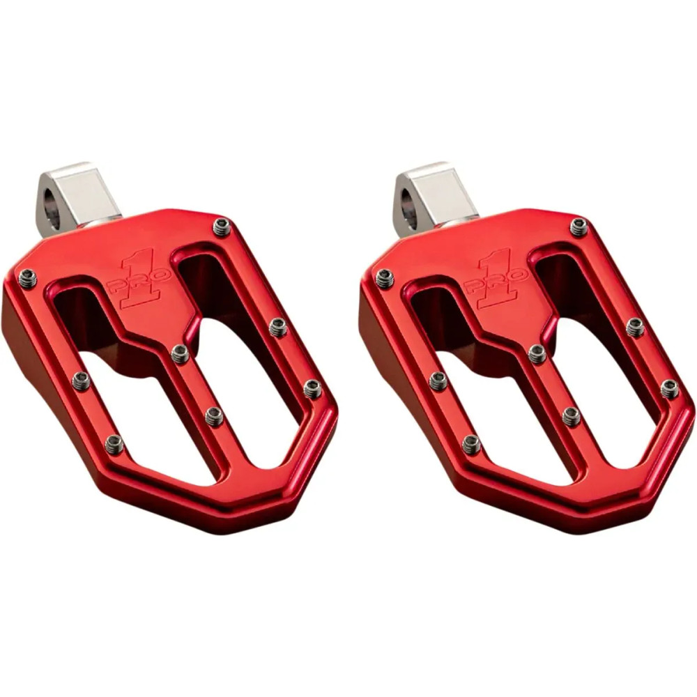 Moto V1 Foot Pegs — 89 mm (3-1/2") length, 57 mm (2-1/4") width, Red