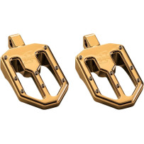 Moto V1 Foot Pegs — 89 mm (3-1/2") x 57 mm (2-1/4"), Male Mount, Gold