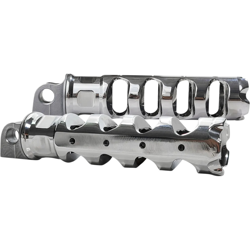 Reposapiés Plegables Muzzle Brake — 136 mm (5-3/8") , 32 mm (1-1/4") , cromado