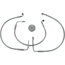 Stainless Steel Brake Line Kit — 42 cm, 44 cm, Front/Lower/Upper, Silver clear-coated