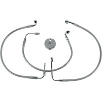 Stainless Steel Brake Line Kit — 42 cm, 44 cm, Front/Lower/Upper, Silver clear-coated