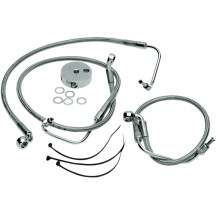 Stainless Steel Brake Line Kit — 16" (40.5 cm), 25.5" (65 cm), silver, clear-coated