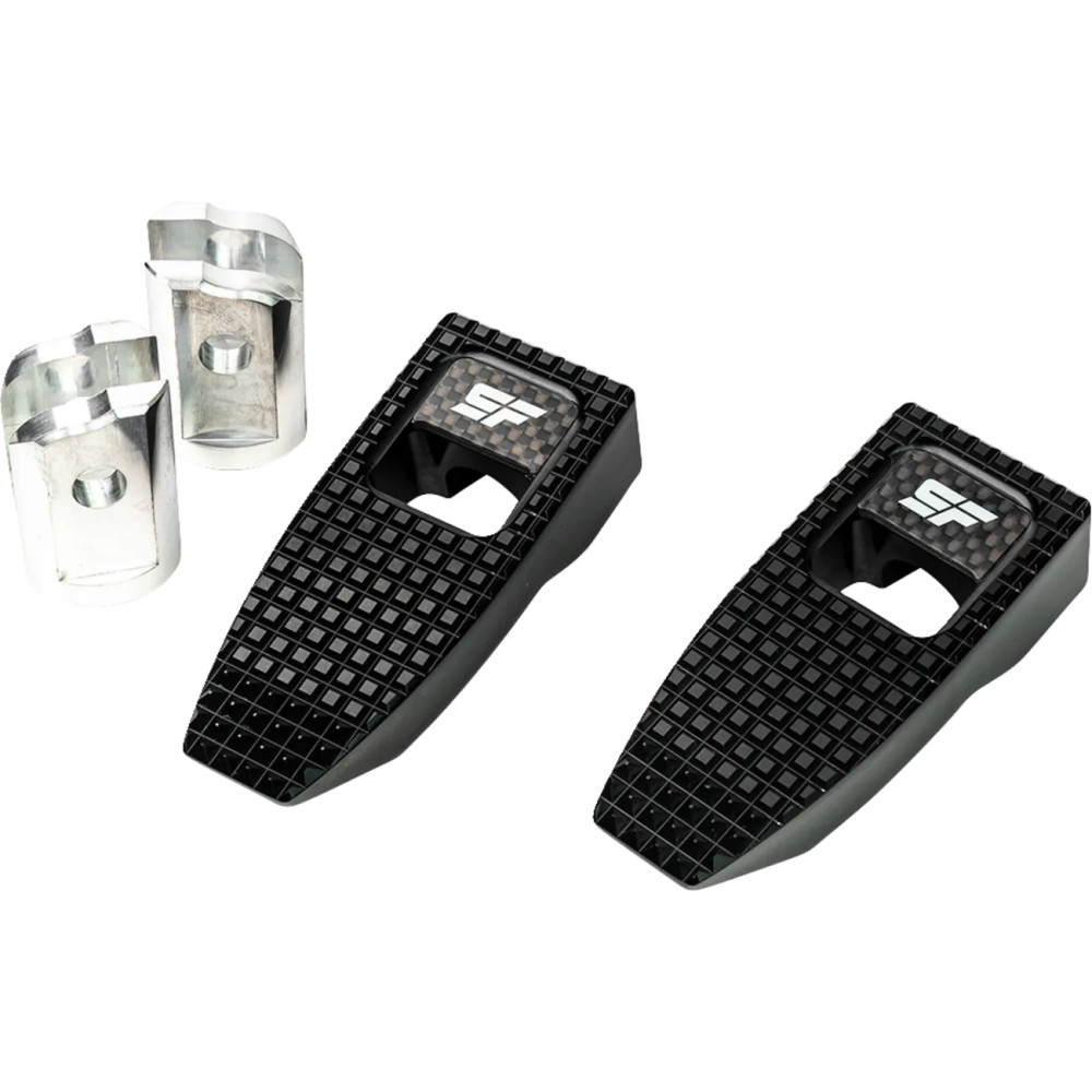 Speed Pegs — Black anodized, front mount, billet aluminum