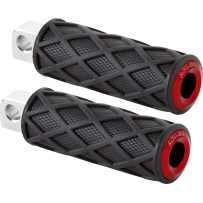 Diamond Foot Pegs — 114 mm (4-1/2 in), male mount, black, red