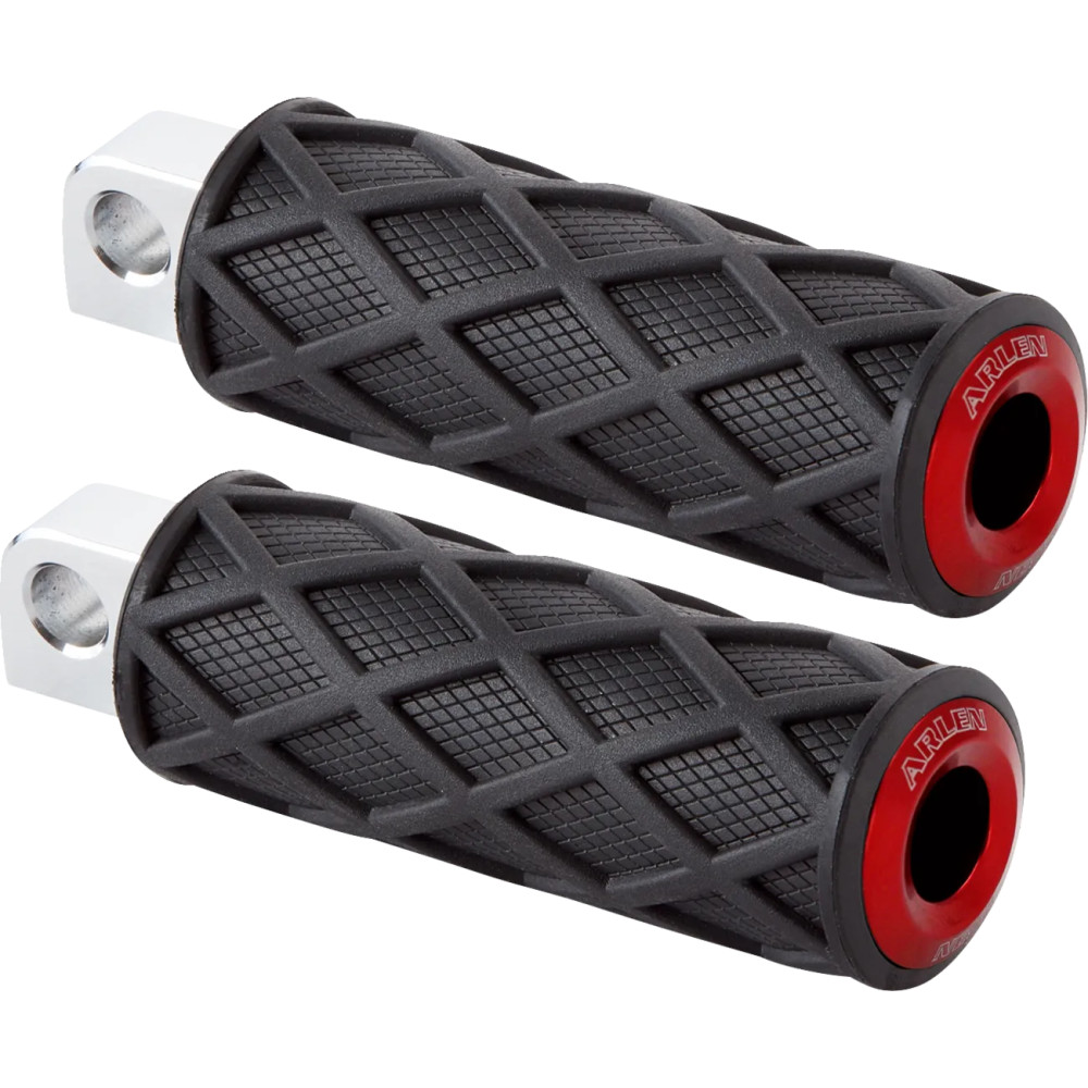 Diamond Foot Pegs — 114 mm (4-1/2 in), male mount, black, red