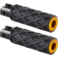 Diamond Foot Pegs — 114 mm (4-1/2"), male mount, Black, Gold
