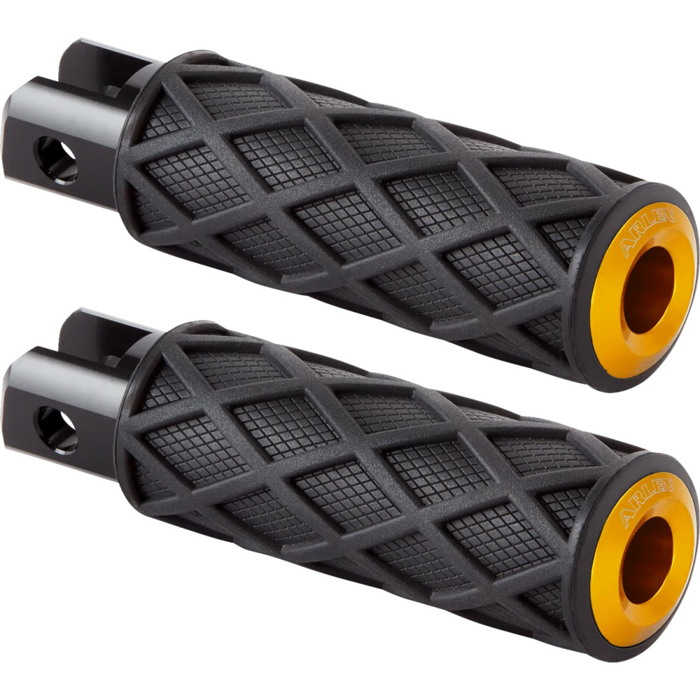 Diamond Foot Pegs — 114 mm (4-1/2"), male mount, Black, Gold