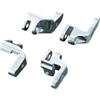 Chrome Driver Floorboard Relocation Brackets — repositions floorboards 1" forward, 1" out