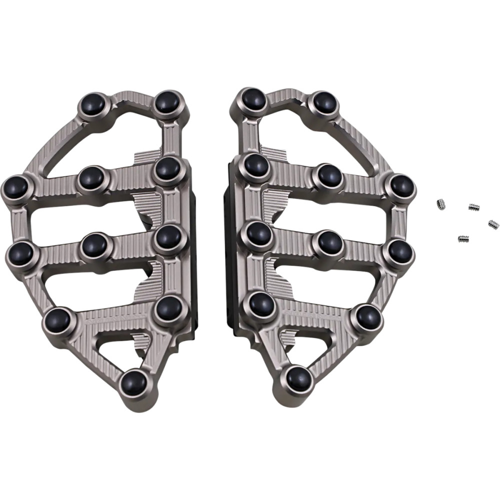 MX Billet Floorboards — 7" (18 cm) length, 1" (25 mm) thickness, 4" (10 cm) width, anodized titanium