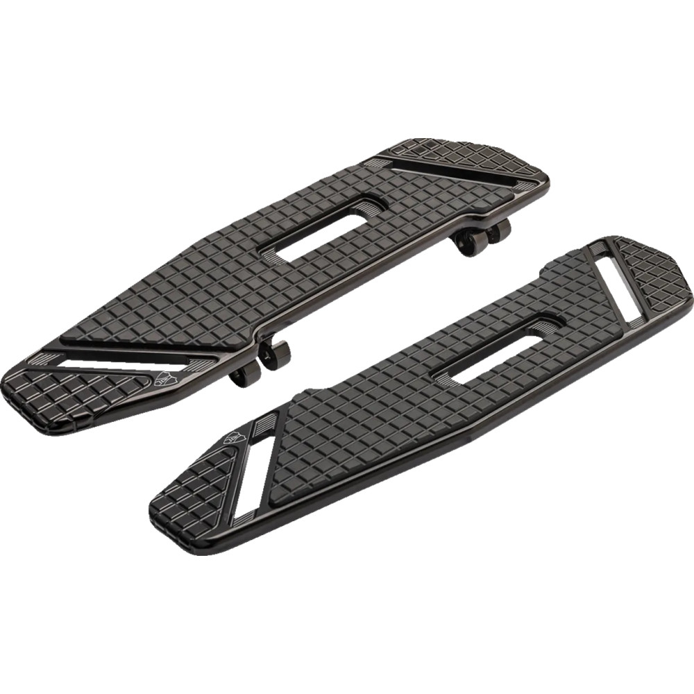 SpeedLiner Driver Floorboards — Black anodized, knurled billet