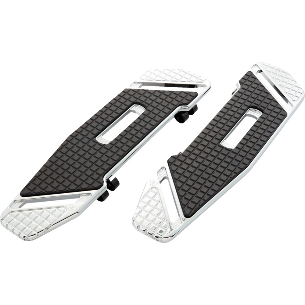 SpeedLiner Driver Floorboards — Black & Chrome, Billet aluminum