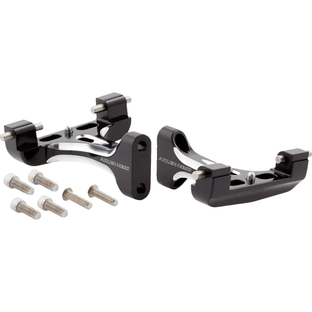 Forged Passenger Floorboard Mounts — Passenger, Black anodized, Kit
