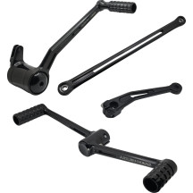 Deep Cut Foot Control Kits — 1 in longer, Heel-Toe shifter, Black anodized