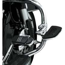 Longhorn Offset Footpeg Mounts — 64 mm (2-1/2") wide, 89 mm (3-1/2") long, 32 mm (1-1/4") clamp, Chrome