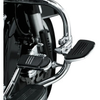 Longhorn Offset Footpeg Mounts — 64 mm (2-1/2") wide, 89 mm (3-1/2") long, 32 mm (1-1/4") clamp, Chrome