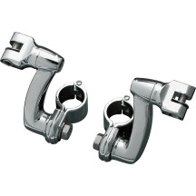 Longhorn Offset Footpeg Mounts — 64 mm (2-1/2") wide, 89 mm (3-1/2") long, 32 mm (1-1/4") clamp, Chrome