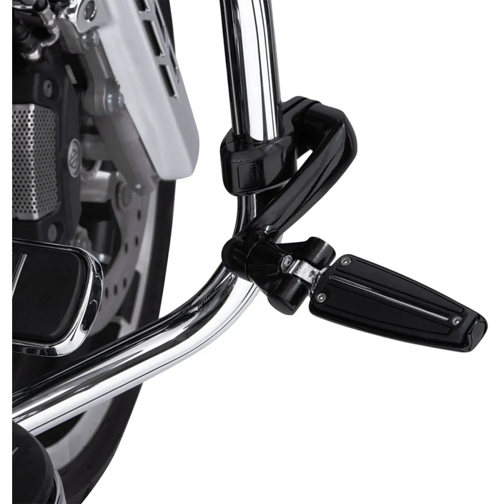 Engine Guard Highway Peg Hingeless Mounting Clamp Kit — 1-1/4" clamp, Extended size, Black