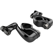 Engine Guard Highway Peg Hingeless Mounting Clamp Kit — 1-1/4" clamp, Extended size, Black
