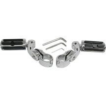 Highway Pegs with Mount Set Kit — 32 mm (1-1/4") clamping diameter, 64 mm length, Black/Chrome/Polished