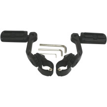 Highway Pegs With Mounting Arms — 1-1/4" clamp, 5" length, Black
