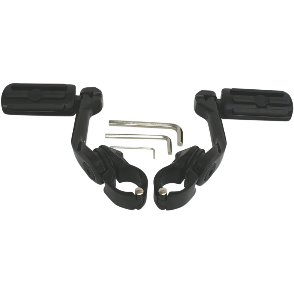 Highway Pegs With Mounting Arms — 1-1/4" clamp, 5" length, Black