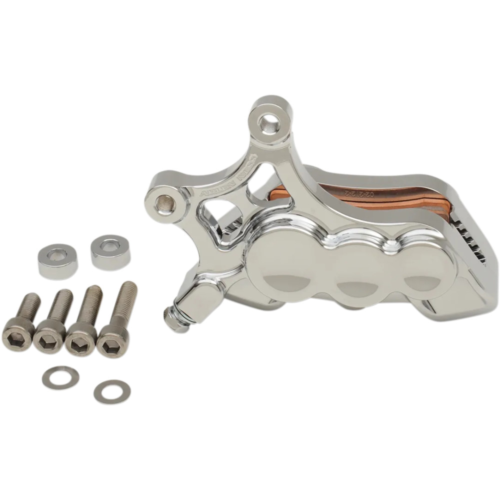 Ness Tech Six-Piston Differential Bore Caliper — 6-piston, 356 mm (14"), Chrome, with ABS
