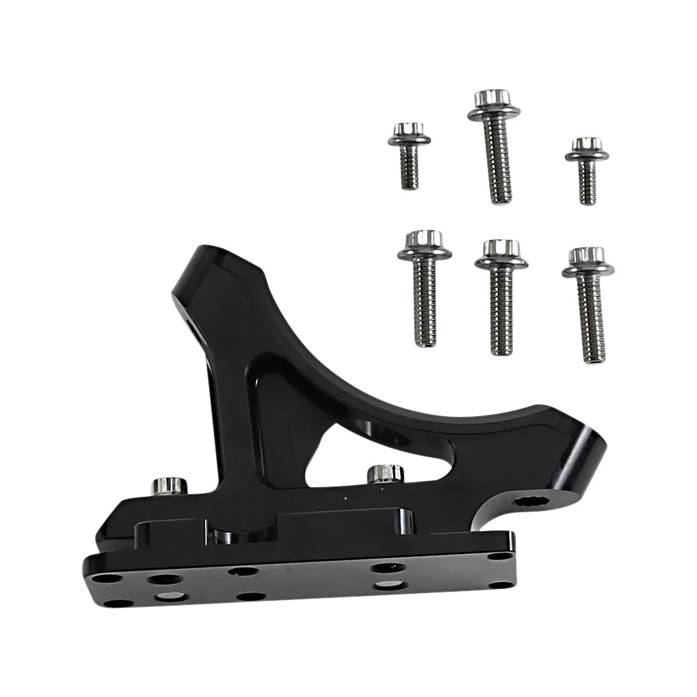 Soporte de freno radial ambidiestro — compatible con rotores de 11.8" o 13", izquierdo y derecho, negro anodizado