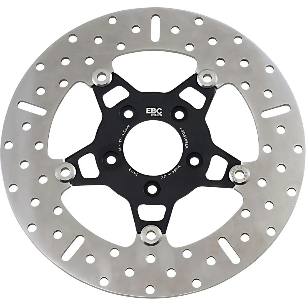 FSD Series Stainless Steel Front Brake Rotor for Big Twins — 292 mm, 5.08 mm thick, wide band, black polished