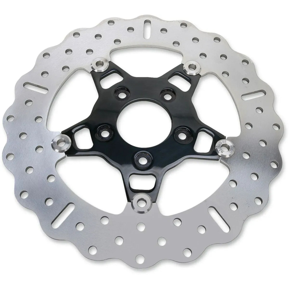 FSD Series Stainless Steel Front Brake Rotor for Big Twins — 292 mm (11-1/2"), 5.08 mm (0.2"), wide band, black, polished
