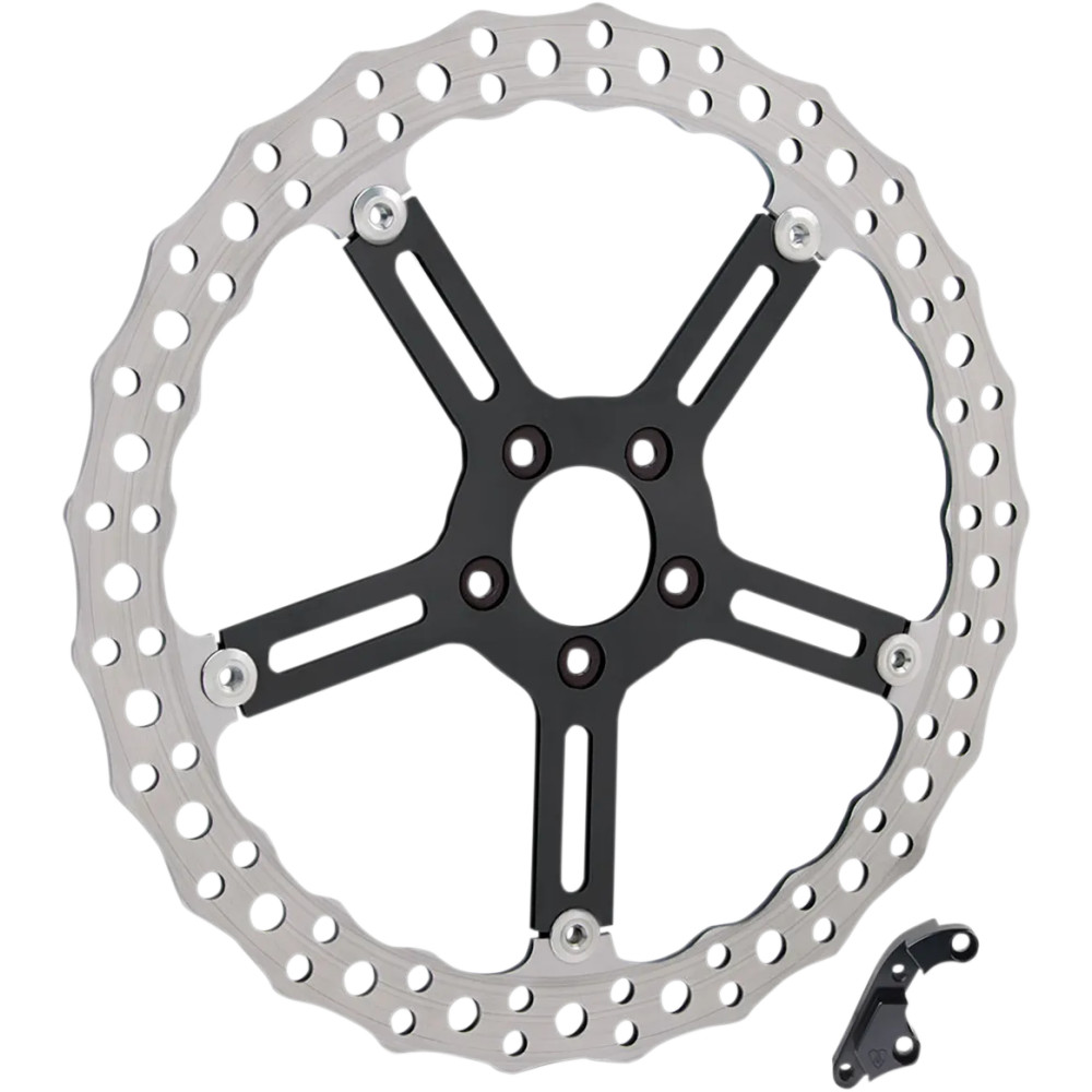 Big Brake Jagged Floating Rotor Kit — 381 mm (15"), Two-piece floating, Black/Silver