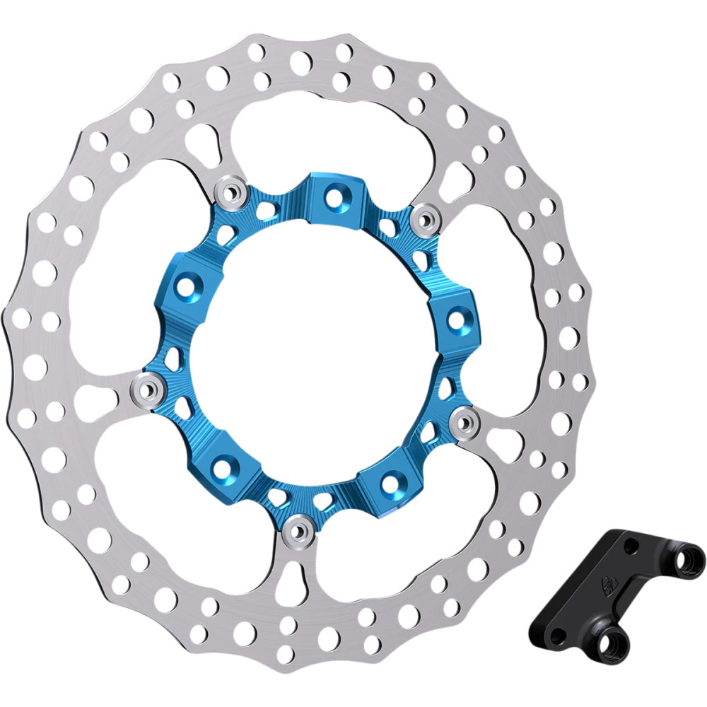 Big Brake 14" Full Floating Brake Rotor Kit — Blue, fits FLT Touring