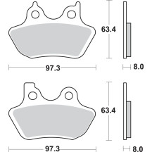 Sintered Metal Harley/Buell Brake Pads — 97.3 mm length, 8 mm thickness, SBS 826H.HS