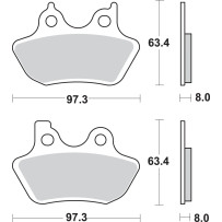 Sintered Metal Harley/Buell Brake Pads — 97.3 mm length, 8 mm thickness, SBS 826H.HS