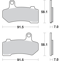 Sintered Metal Harley/Buell Brake Pads — 91.5 mm × 58.1 mm × 7 mm, HS Series, Set of 2