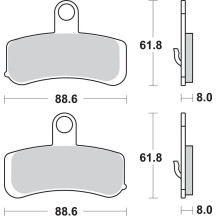 Sintered Metal Harley/Buell Brake Pads — 88.6 mm L, 61.8 mm W, 8 mm thick, HS Series
