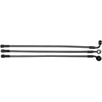 Alternate Length Designer Series Braided Non-ABS Front Upper Brake Line Kit — 84 cm (33"), without ABS, 10 mm 35° banjo, Black/B