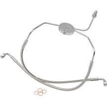 Designer Series Front Lower Brake Line Kit — without ABS, Silver Polished
